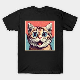 Shocked Cat Cartoon Vintage Cartoon Cat Crazy T-Shirt